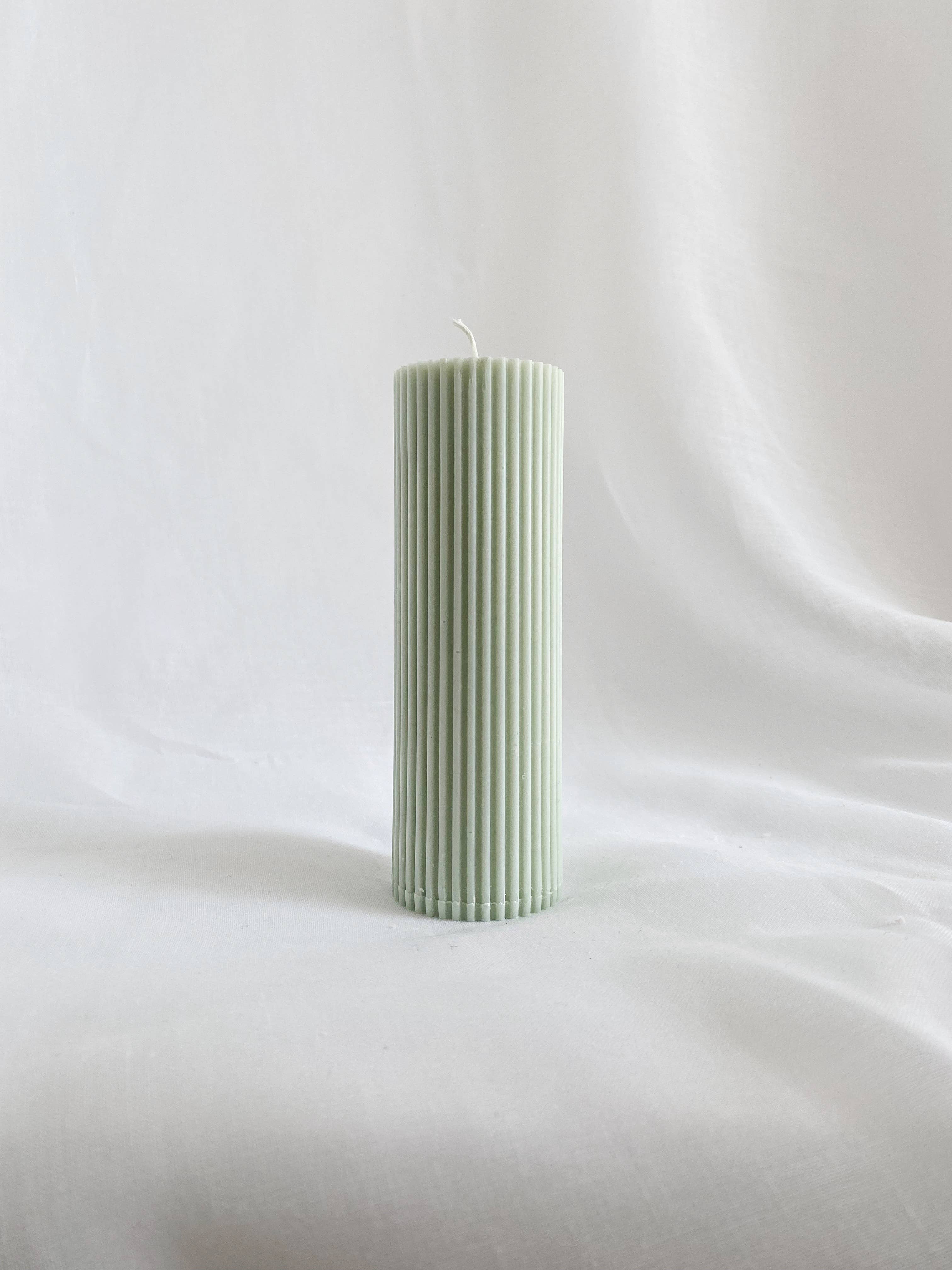 Medium Ribbed Pillar Candle. Vegan, soy, small batch. Weddin
