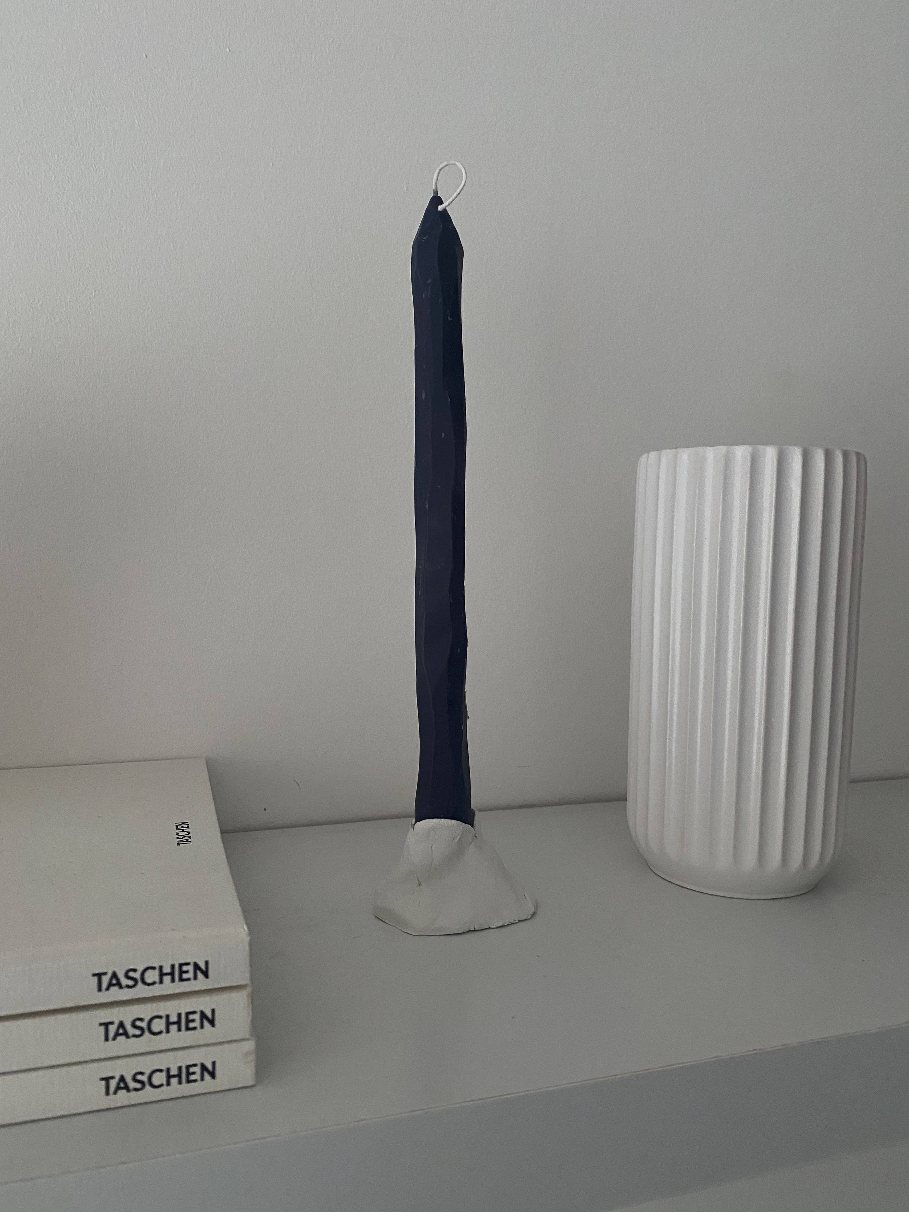 Hand Carved Candle sticks in Slate Grey