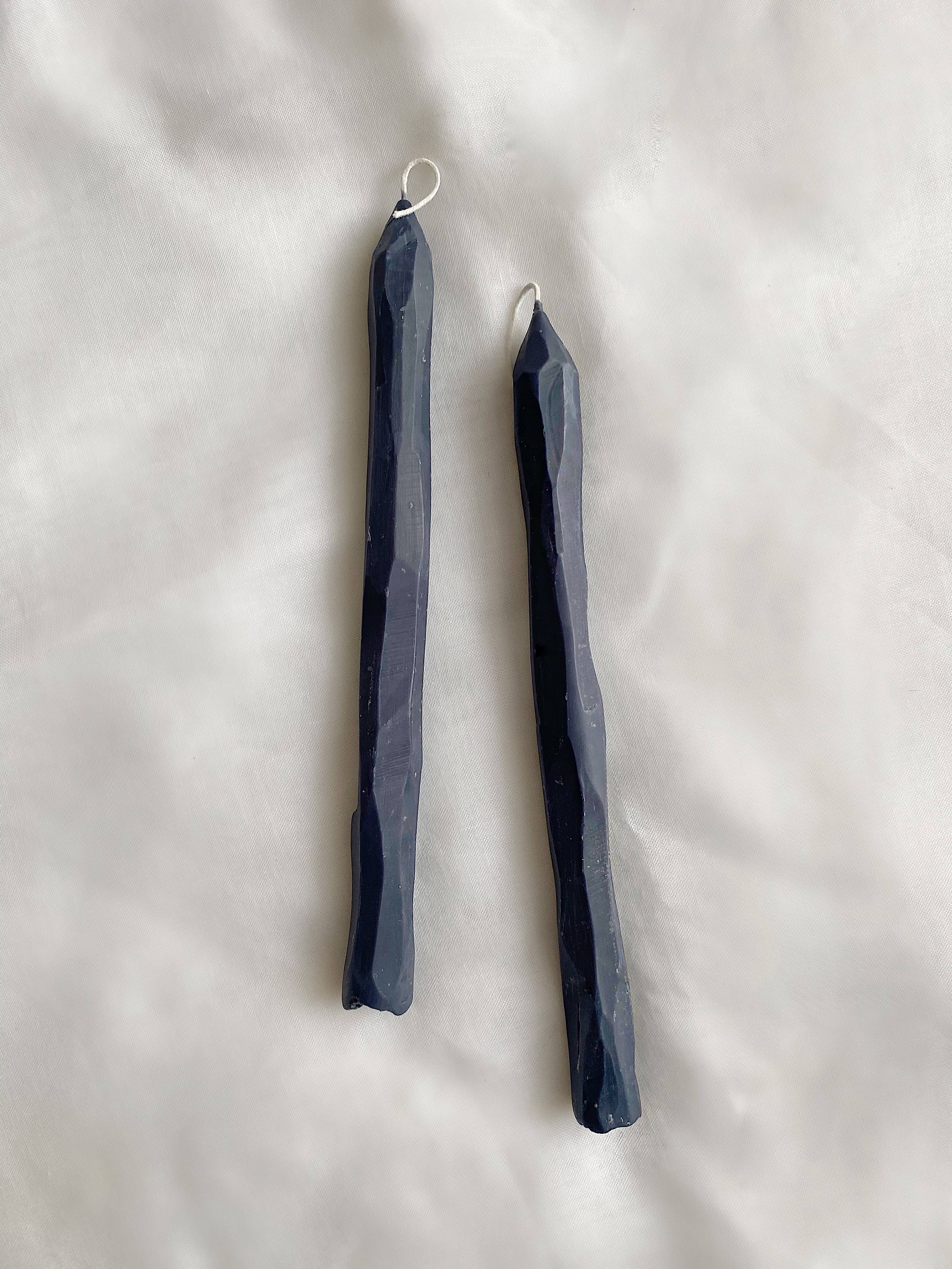 Hand Carved Candle sticks in Slate Grey