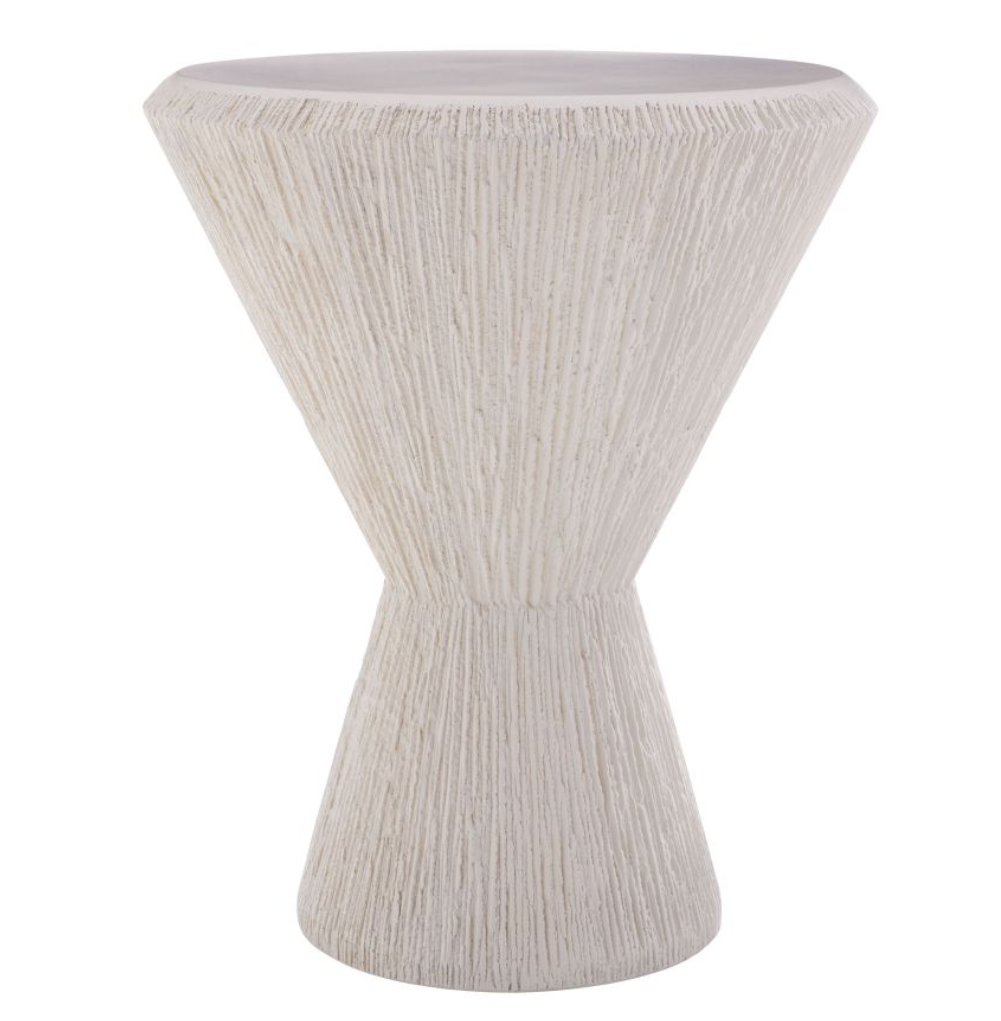 Textured Round White Side Table